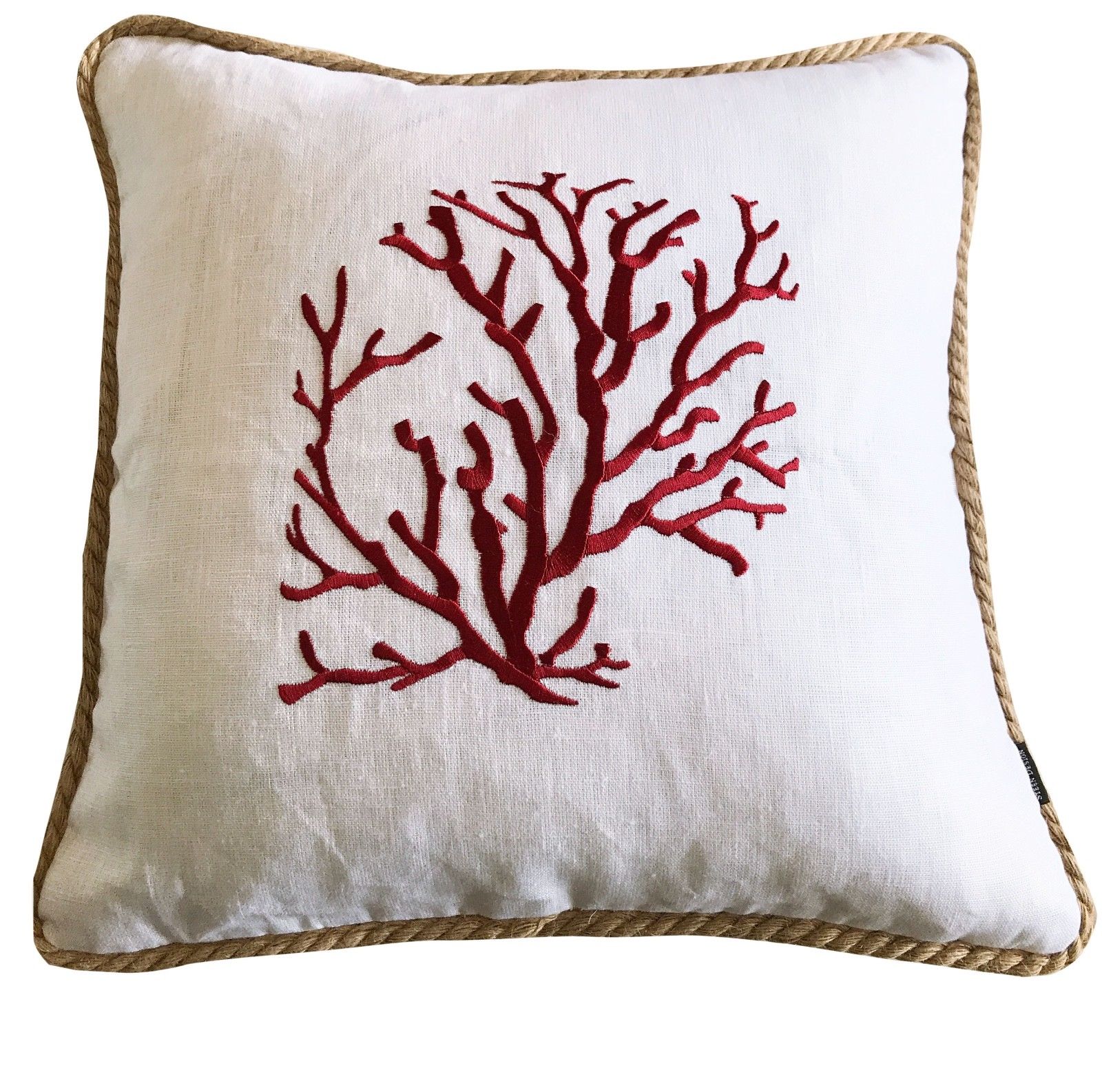 Deko-Kissen Koralle weiß rot Leinen Art Design mit cm & 45 Luxury Inlett – Interior Flourou