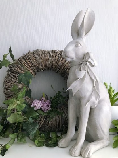 Deko-Figur Osterhase Hase XXL Osterhase Rabbit in grau weiß Shabby chic 63 cm Prachtexemplar aus Polyrestan, Deko-Osterhase