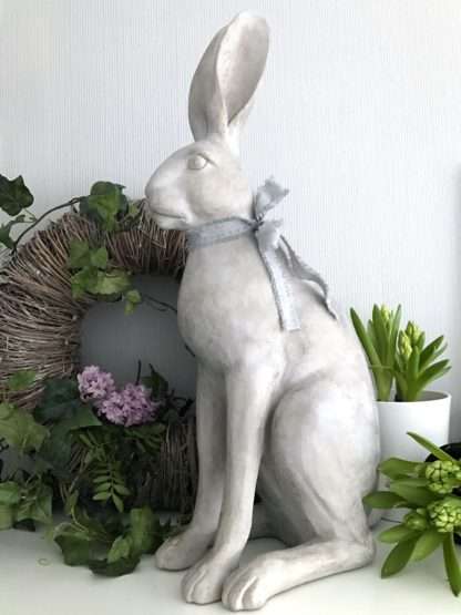 Deko-Figur Osterhase Hase XXL Osterhase Rabbit in grau weiß Shabby chic 63 cm Prachtexemplar aus Polyrestan, Deko-Osterhase